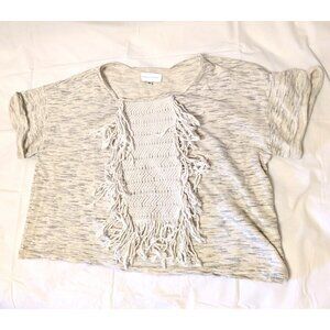 Corey Lynn Calter Womens Heathered Fringe Detail Knit Top Size M